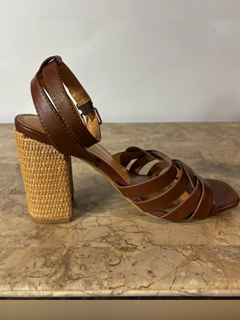 LC Lauren Conrad Bluegum Brown High Heel Sandals Size 6